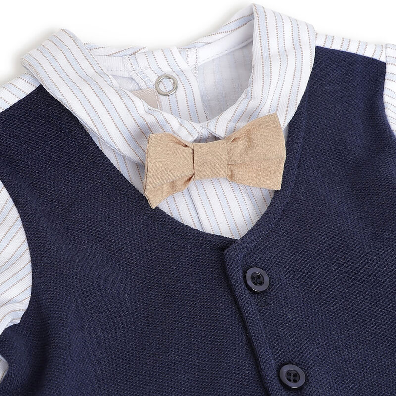 Boys Dark Blue Baby's Smock with Leggings image number 5